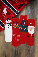 SS1011 Assorted Fuzzy Christmas Socks 12 Piece Pack - MiMi Wholesale