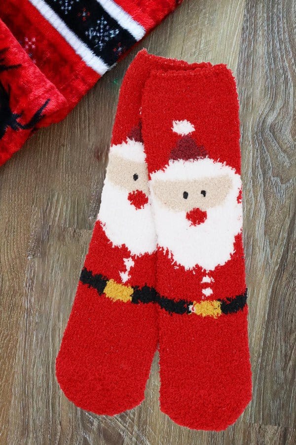SS1011 Assorted Fuzzy Christmas Socks 12 Piece Pack - MiMi Wholesale