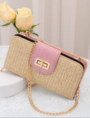 ST041 Lexi Straw Turn Lock Crossbody Wallet - MiMi Wholesale