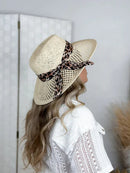 ST907 Leopard Print Ribbon Band Panama Hat - MiMi Wholesale