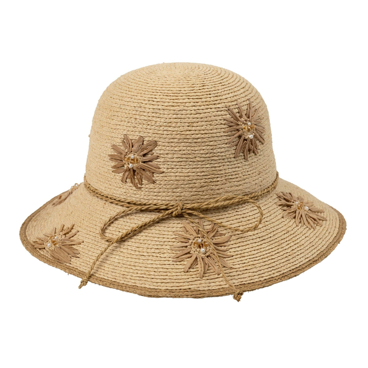 STC0020 Raffia Flower Bucket Hat - MiMi Wholesale
