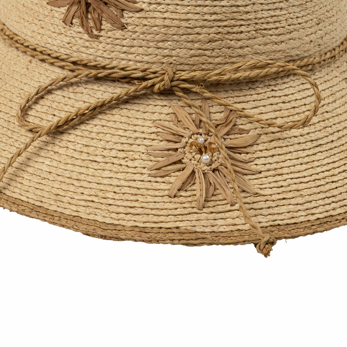 STC0020 Raffia Flower Bucket Hat - MiMi Wholesale