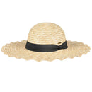 STE0001 Wheat Straw Wavy Brim Sun Hat - MiMi Wholesale