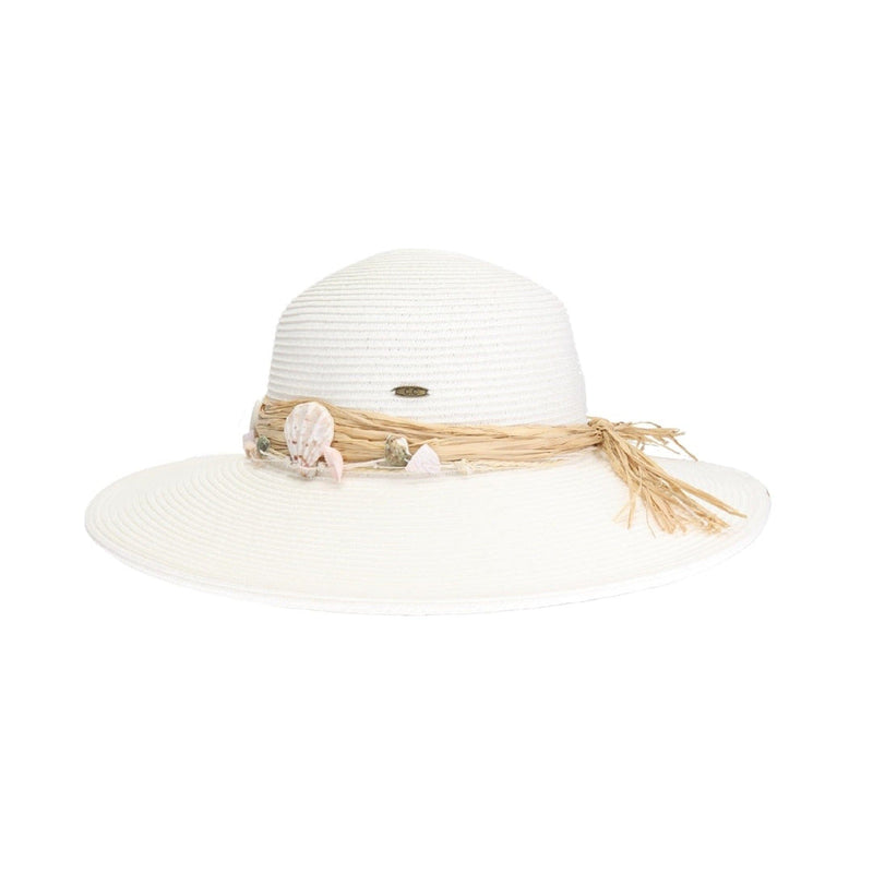 STH0024 August Shell Trim Wide Brim Sun Hat - MiMi Wholesale