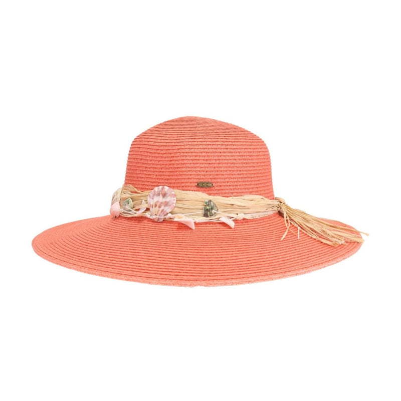 STH0024 August Shell Trim Wide Brim Sun Hat - MiMi Wholesale