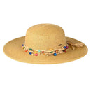 STH0025 Gloria Colorful Bead Trim Wide Brim Hat - MiMi Wholesale