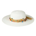 STH0025 Gloria Colorful Bead Trim Wide Brim Hat - MiMi Wholesale