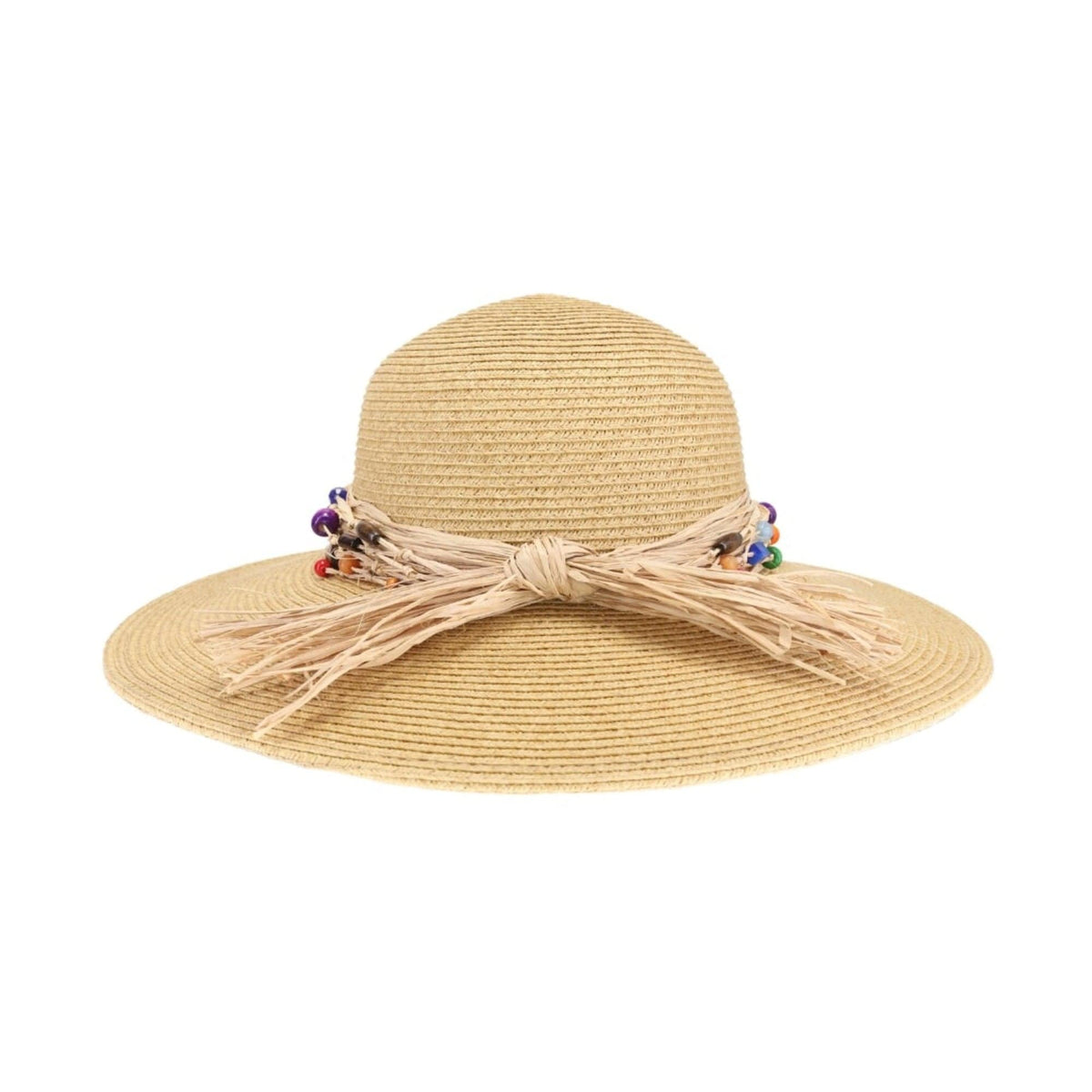 STH0025 Gloria Colorful Bead Trim Wide Brim Hat - MiMi Wholesale