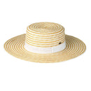 STH0033 Kara Striped Boater Hat - MiMi Wholesale