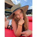 STH0033 Kara Striped Boater Hat - MiMi Wholesale