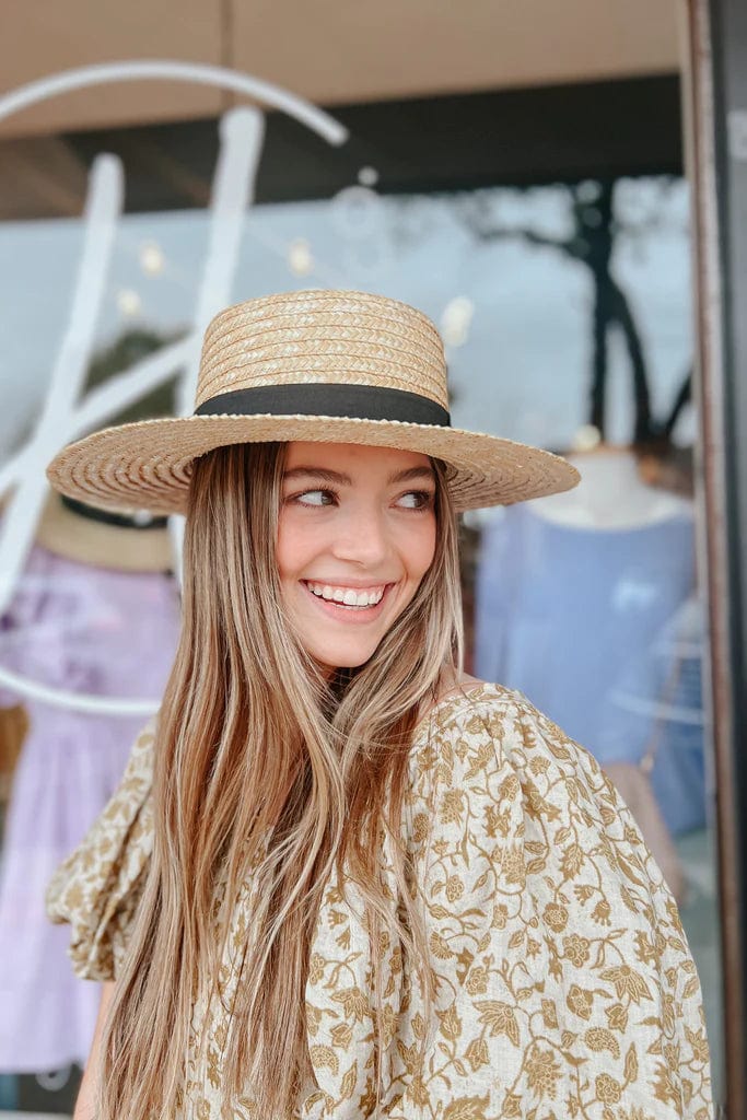 STH03 Grosgrain Ribbon Band Boater Hat - MiMi Wholesale