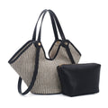 SW60151 Stripe Straw Tote Bag With Pouch Set - MiMi Wholesale