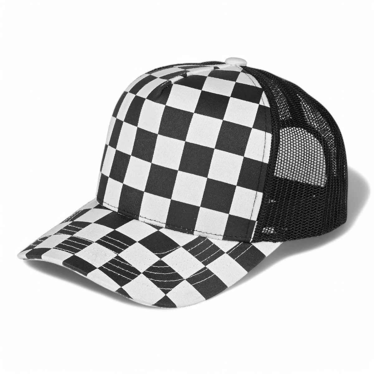 TCM0007 Checker Print Meshback Trucker Hat - MiMi Wholesale