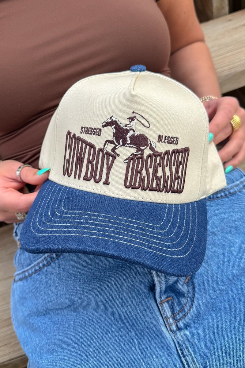 TCM0030 Cowboy Obsessed Embroidered Trucker Hat - MiMi Wholesale