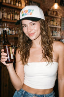 TCM0033 Happy Hour Embroidered Trucker Hat - MiMi Wholesale