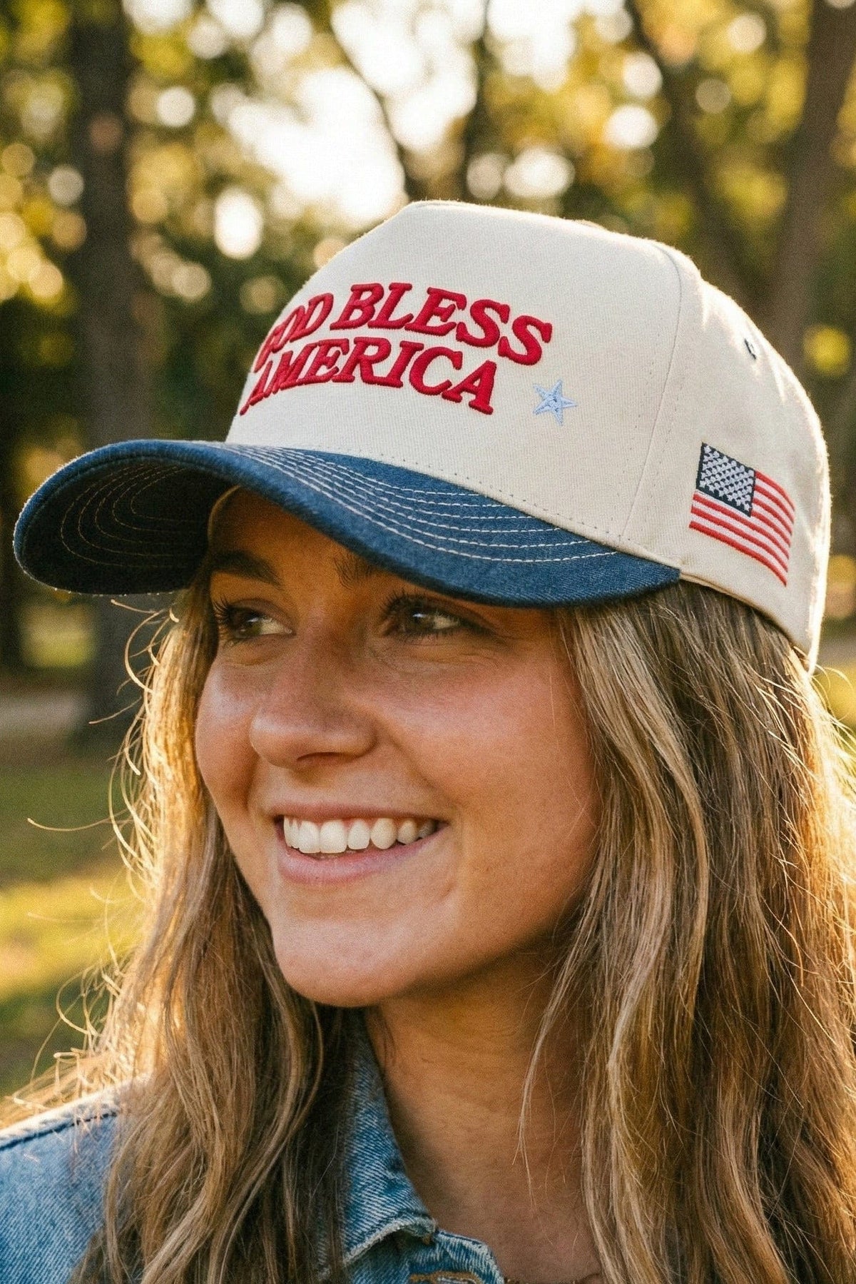 TCM0067 Two Tone God Bless America Embroidered Trucker Hat - MiMi Wholesale