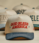 TCM0067 Two Tone God Bless America Embroidered Trucker Hat - MiMi Wholesale