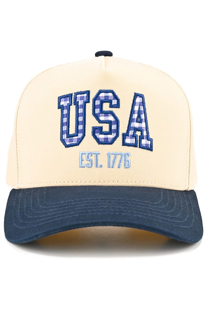 TCM0221 Gingham Check USA Trucker Hat - MiMi Wholesale