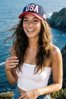 TCM0241 Two Tone USA Trucker Hat - MiMi Wholesale