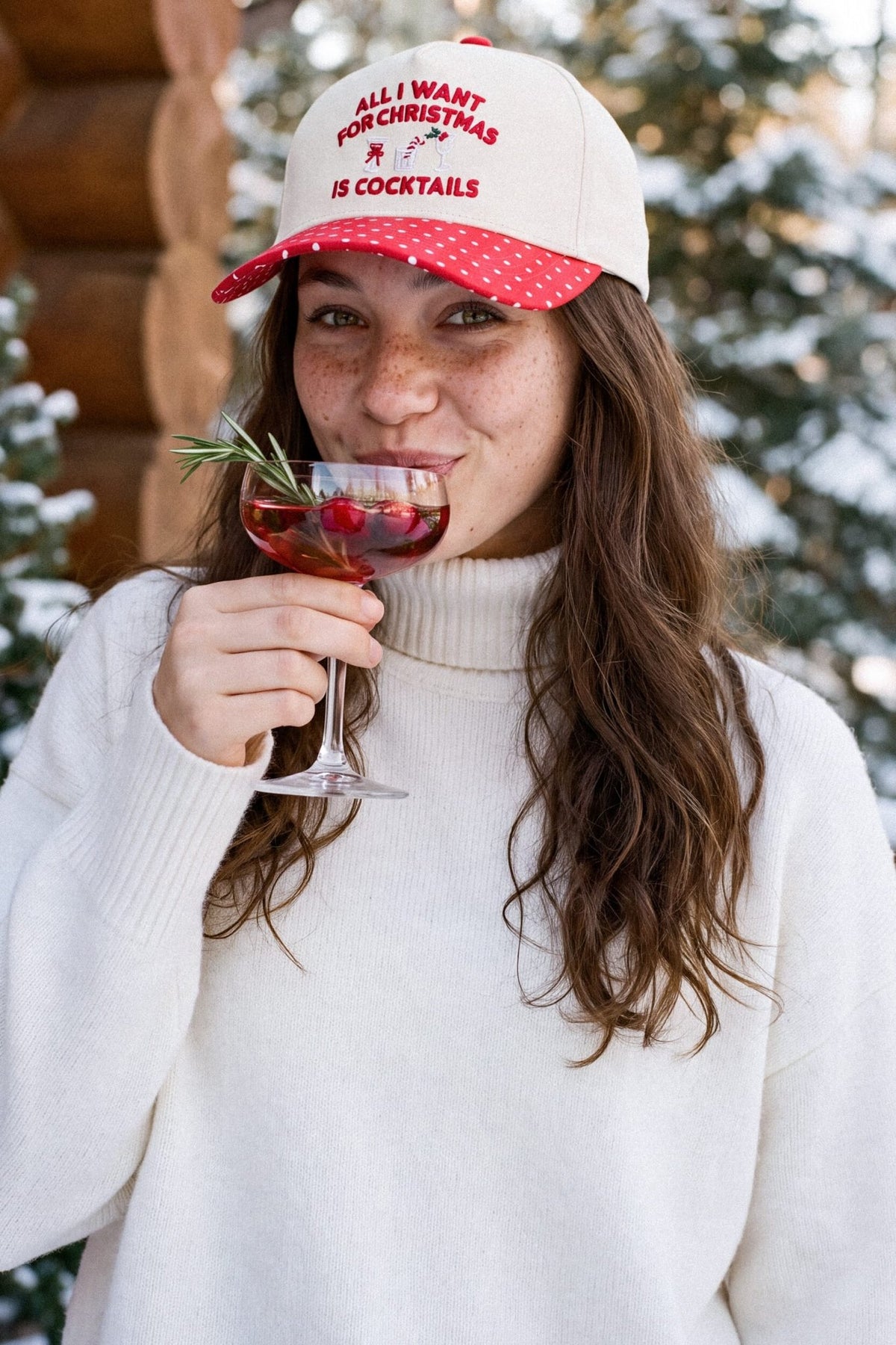 TCM0305 Jocelyn All I Want For Xmas Is Cocktails Trucker Hat - MiMi Wholesale