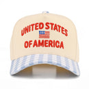 TCM244 UNITED STATES OF AMERICA Gingham Trucker Hat - MiMi Wholesale