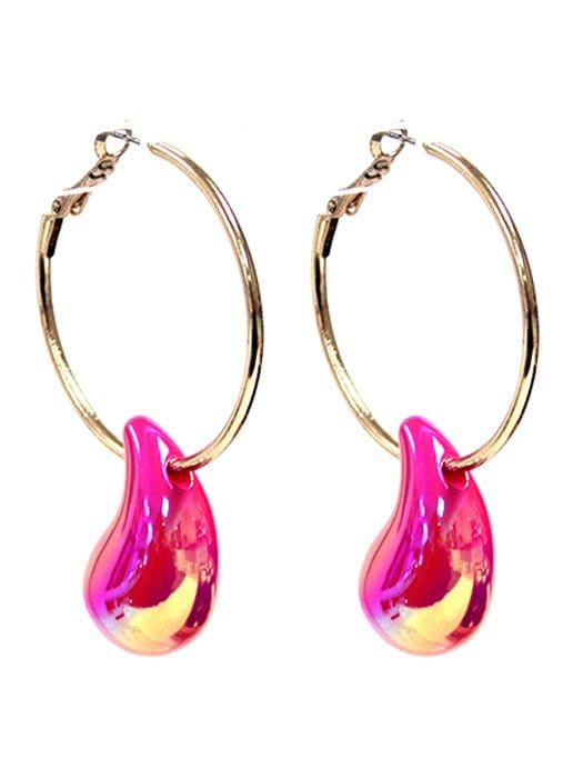 TE10491 Hoop Teardrop Dangle Earrings - MiMi Wholesale