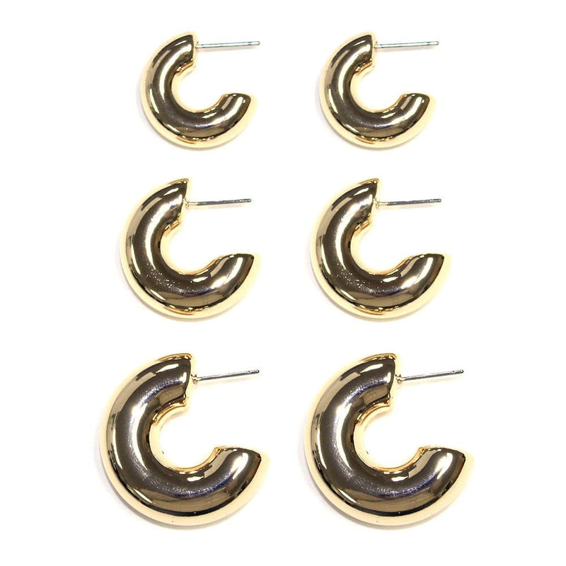 TE10546 Metallic C Shape Earring Set - MiMi Wholesale