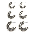 TE10546 Metallic C Shape Earring Set - MiMi Wholesale