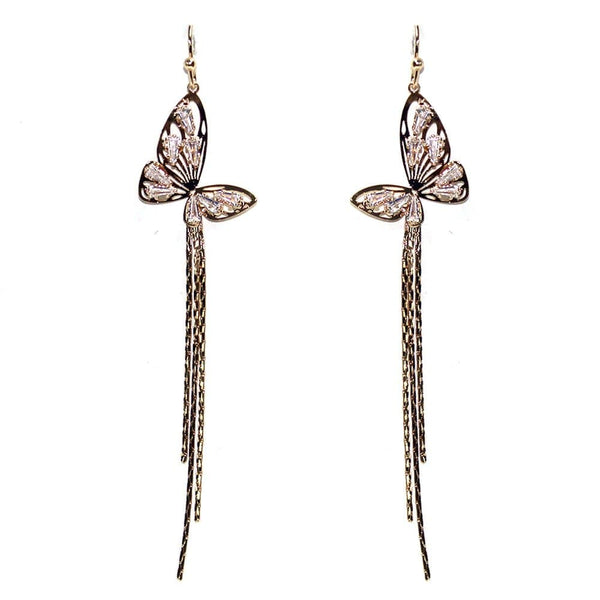 TE10636 Long Butterfly Dangle Earrings - MiMi Wholesale