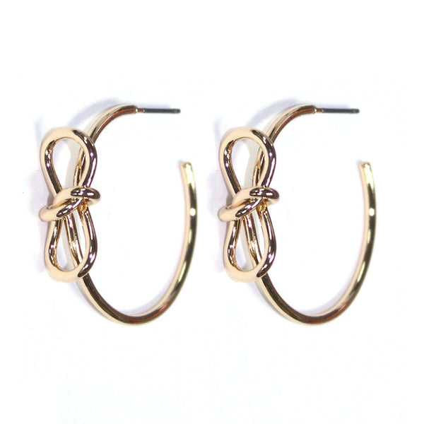 TE10678 Bow Hoop Earrings - MiMi Wholesale