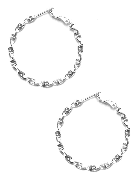 TE9357 Silver Spiral Hoop Earrings - MiMi Wholesale