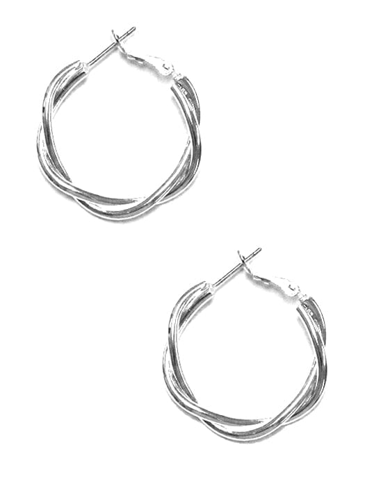 TE9359 Silver Twist Hoop Earrings - MiMi Wholesale