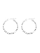 TE9365 Silver Textured Hoop Earrings - MiMi Wholesale