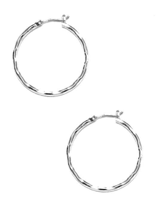 TE9367 Bianca Silver Textured Hoop Earrings - MiMi Wholesale