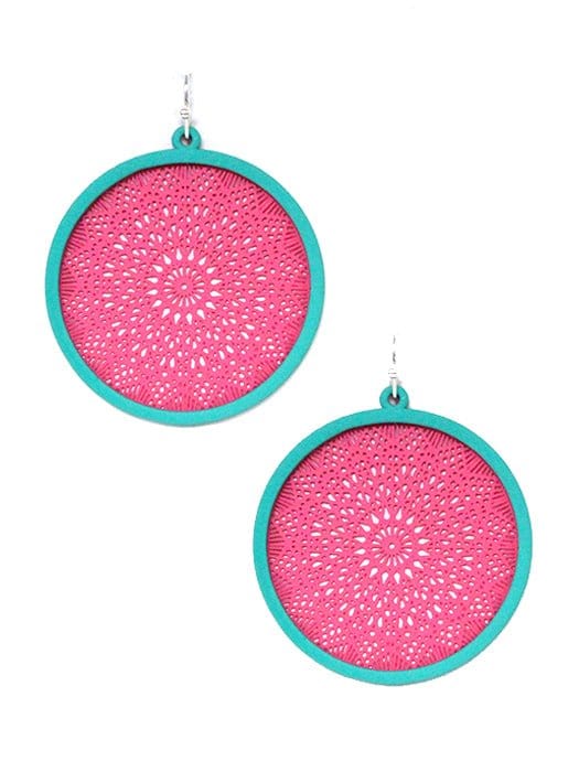 TE9572 Two Tone Mandala Earrings - MiMi Wholesale