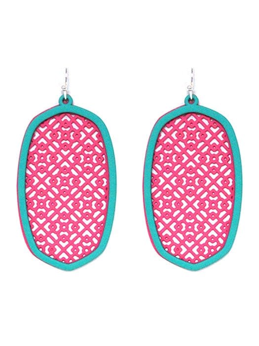 TE9574 Pattern Cut Out Dangle Earrings - MiMi Wholesale