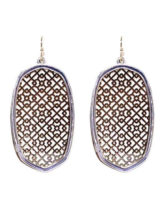 TE9574 Pattern Cut Out Dangle Earrings - MiMi Wholesale