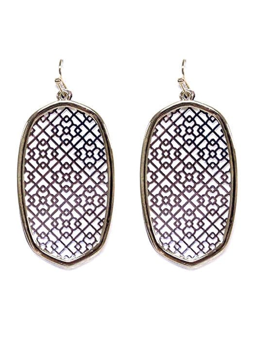 TE9574 Pattern Cut Out Dangle Earrings - MiMi Wholesale