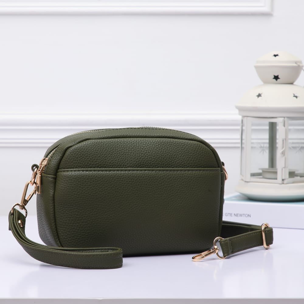 TG10281 Grace Front Pocket Double Zipper Crossbody Bag - MiMi Wholesale