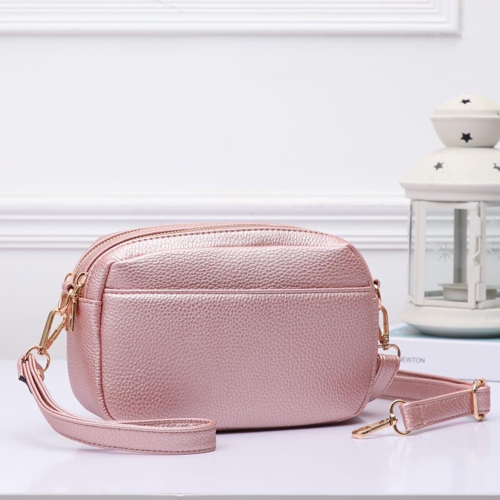 TG10281 Grace Front Pocket Double Zipper Crossbody Bag - MiMi Wholesale