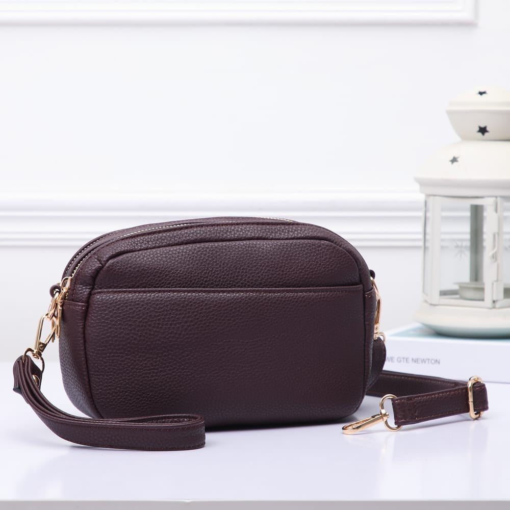 TG10281 Grace Front Pocket Double Zipper Crossbody Bag - MiMi Wholesale