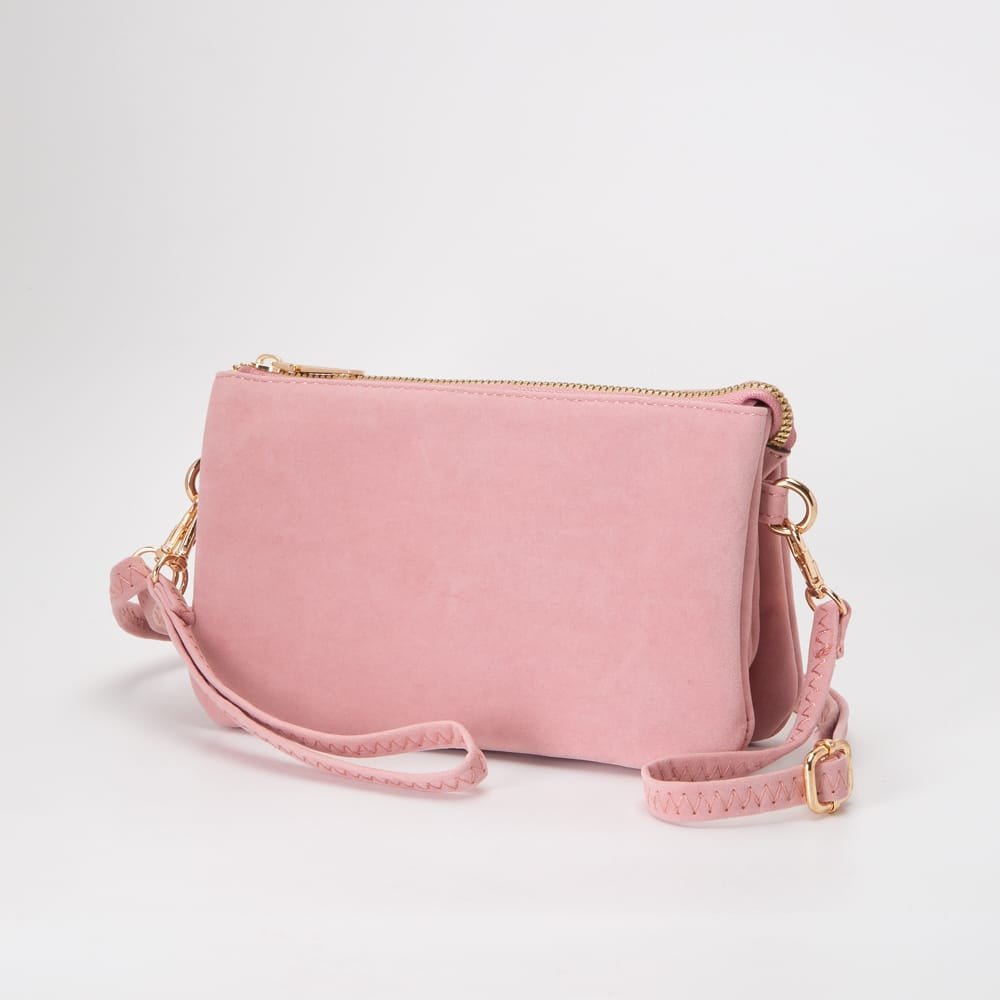 TG10573 Stacey Faux Suede 3 compartments Crossbody Bag - MiMi Wholesale