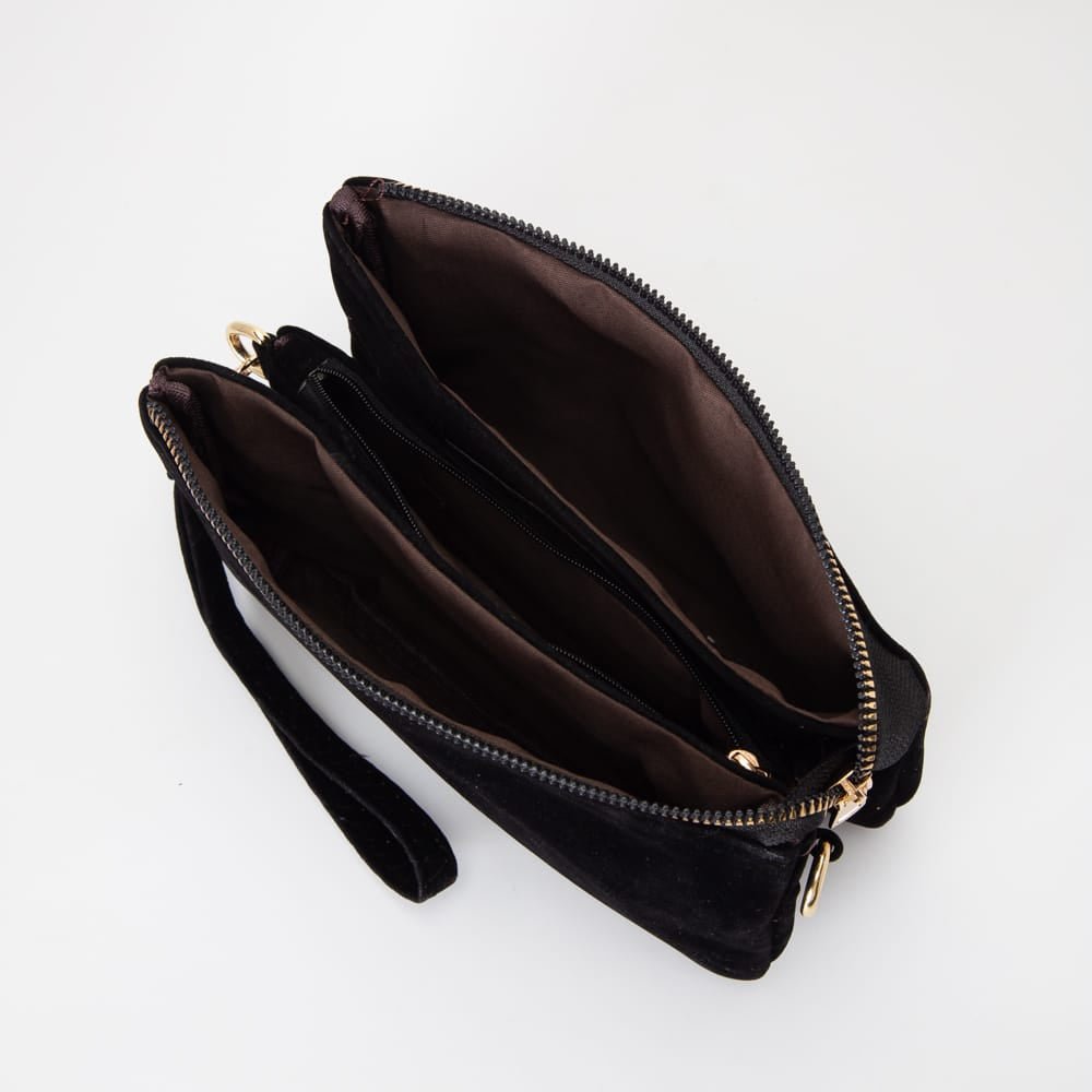 TG10573 Stacey Faux Suede 3 compartments Crossbody Bag - MiMi Wholesale
