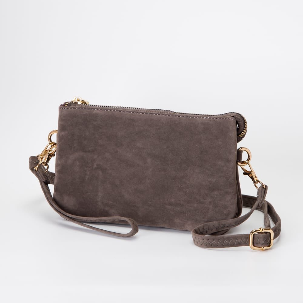 TG10573 Stacey Faux Suede 3 compartments Crossbody Bag - MiMi Wholesale