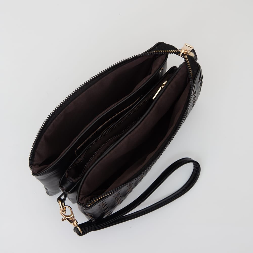 TG10647 Kate Woven Three Compartment Crossbody Wristlet Bag - MiMi Wholesale