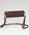 TG10692 Two Tone Checker Pattern Clear Gameday Crossbody Bag - MiMi Wholesale