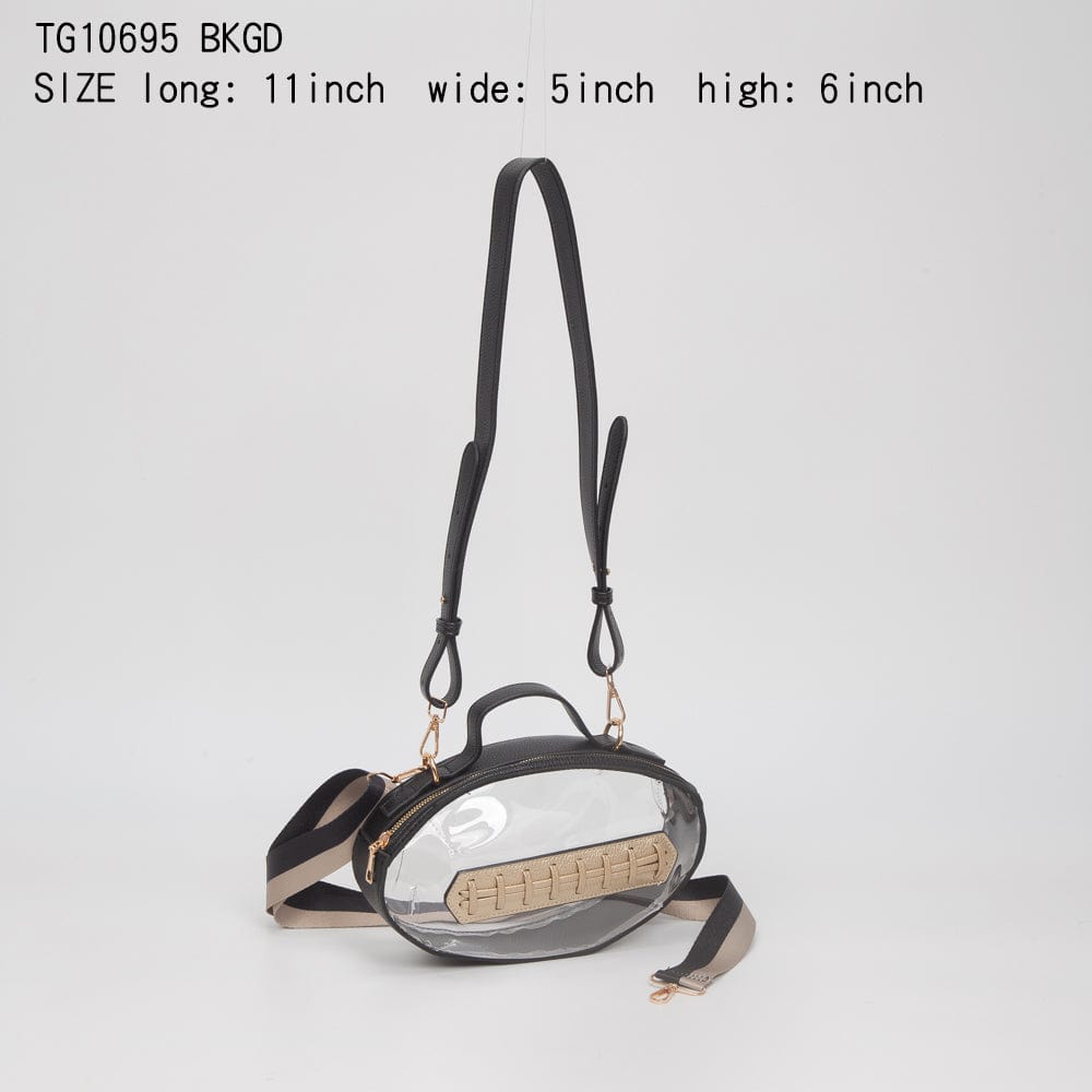 TG10695 Clear Gameday Football Stitch Detail Crossbody Bag - MiMi Wholesale