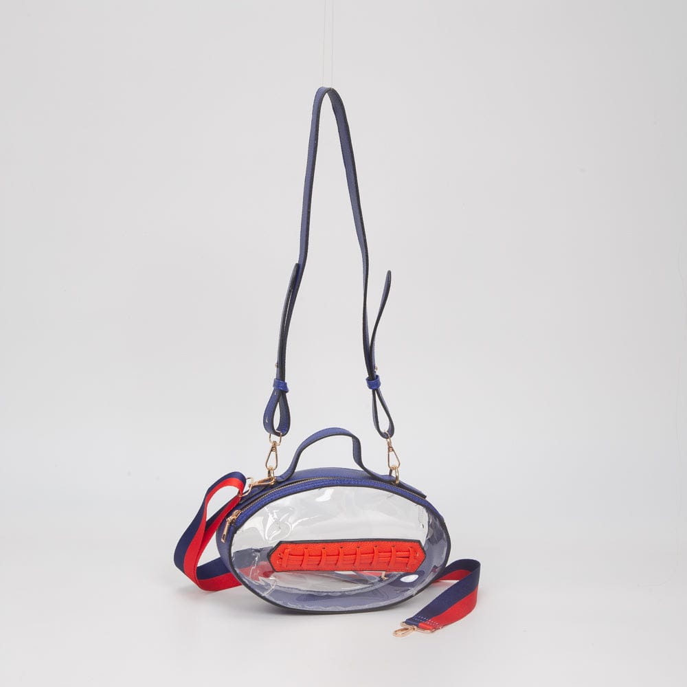 TG10695 Clear Gameday Football Stitch Detail Crossbody Bag - MiMi Wholesale