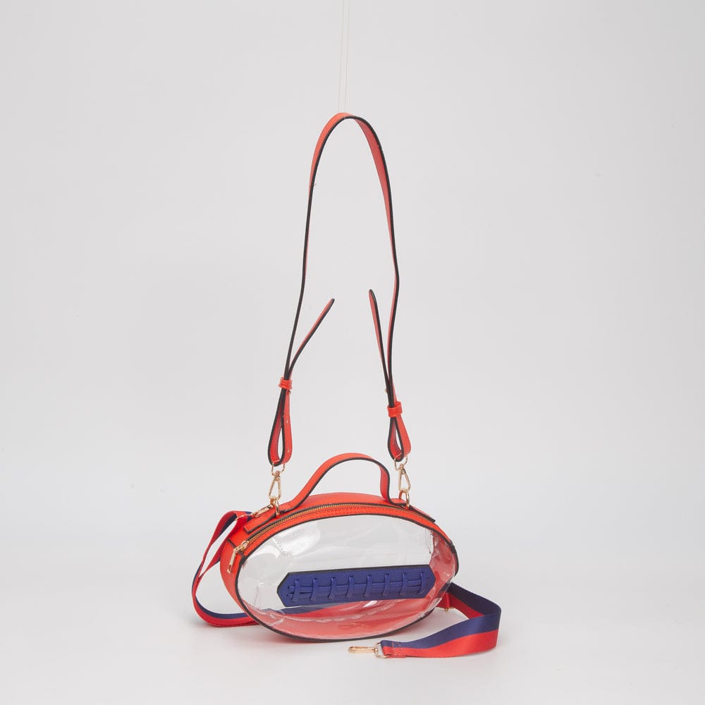 TG10695 Clear Gameday Football Stitch Detail Crossbody Bag - MiMi Wholesale