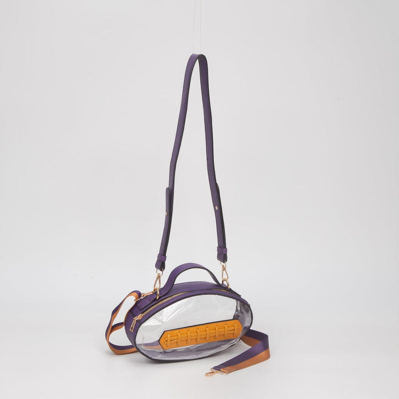 TG10695 Clear Gameday Football Stitch Detail Crossbody Bag - MiMi Wholesale